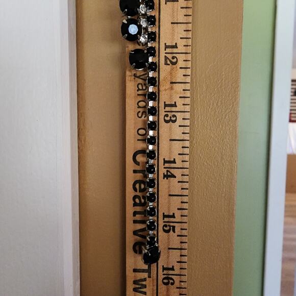 Vintage 1950s Black Crystal Choker Necklace Faceted & Cabochon Glass Layers - Picture 7 of 7